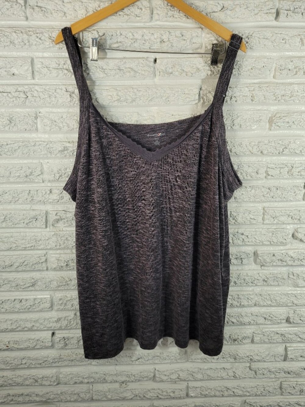 Dreams Co Womens Pajama Top Camisole Size 3X Gray Sleep Cami Adjustable GRA44E